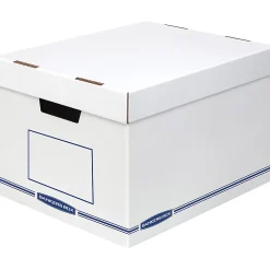 Fellowes Organizers Storage Boxes - External Dimensions: 12.8"x 16.5" Depth x 10.5" - Medium Duty - Single/Double Wall - Stackable - White, Blue -