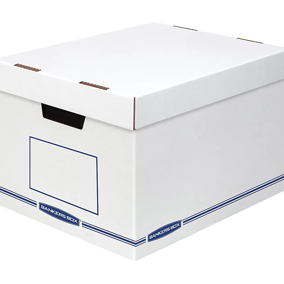 Fellowes Organizers Storage Boxes - External Dimensions: 12.8"x 16.5" Depth x 10.5" - Medium Duty - Single/Double Wall - Stackable - White, Blue -