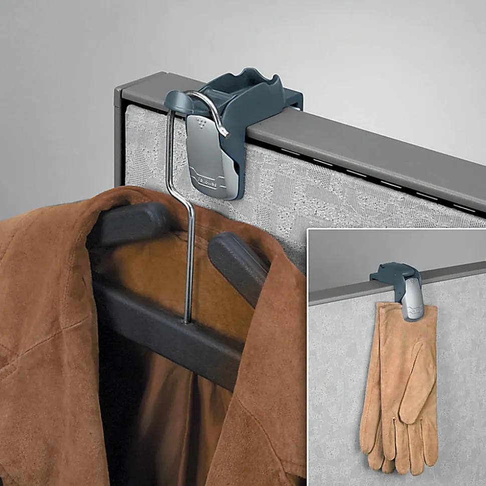 Fellowes® Partitions Additions™ Coat Hook & Clip, Slate Gray