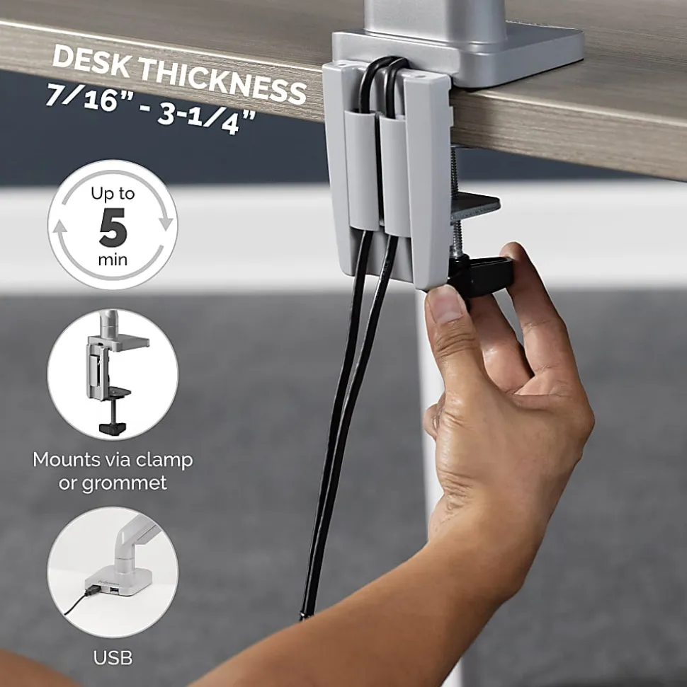 Fellowes® Platinum Series Dual Flat-Panel Monitor Arms, Silver
