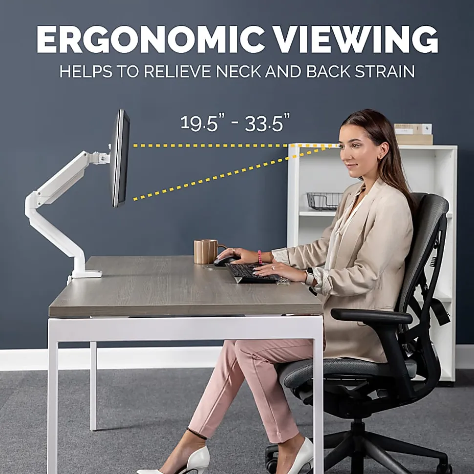 Fellowes® Platinum Series Gas Spring Single Monitor Arm, White