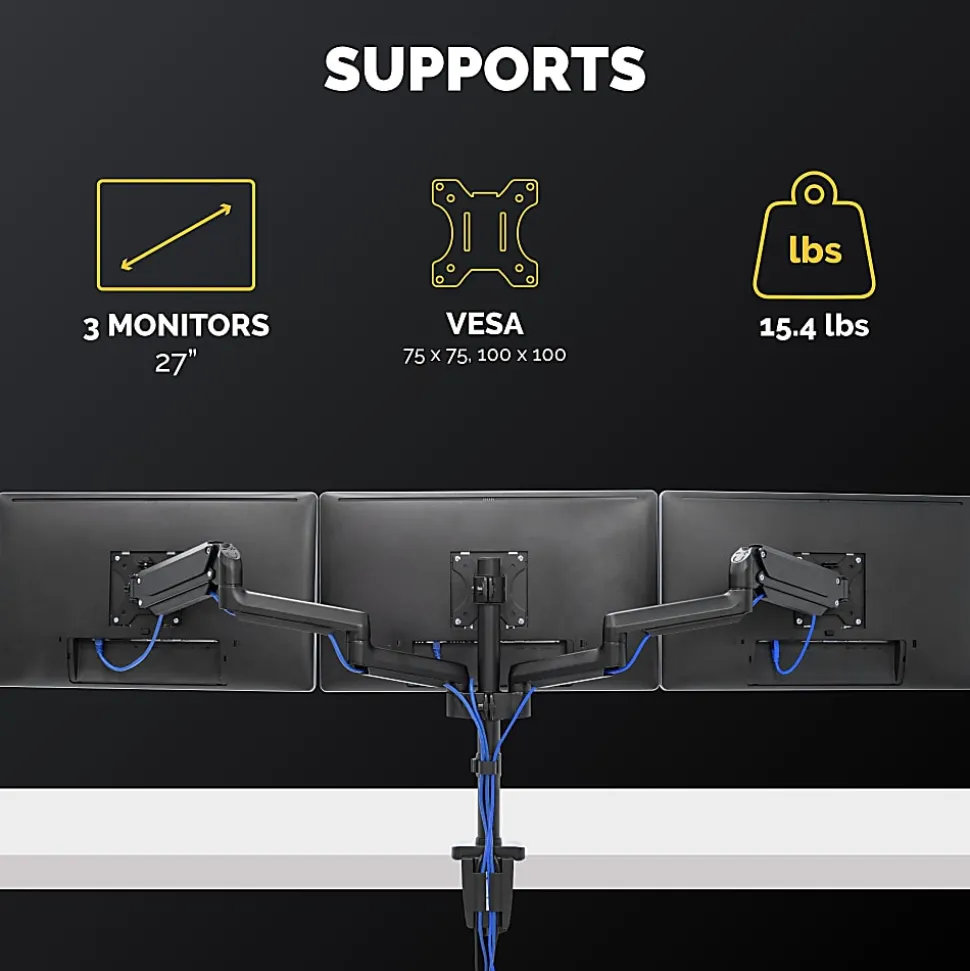 Fellowes® Platinum Series Triple Flat-Panel Monitor Arms, Black