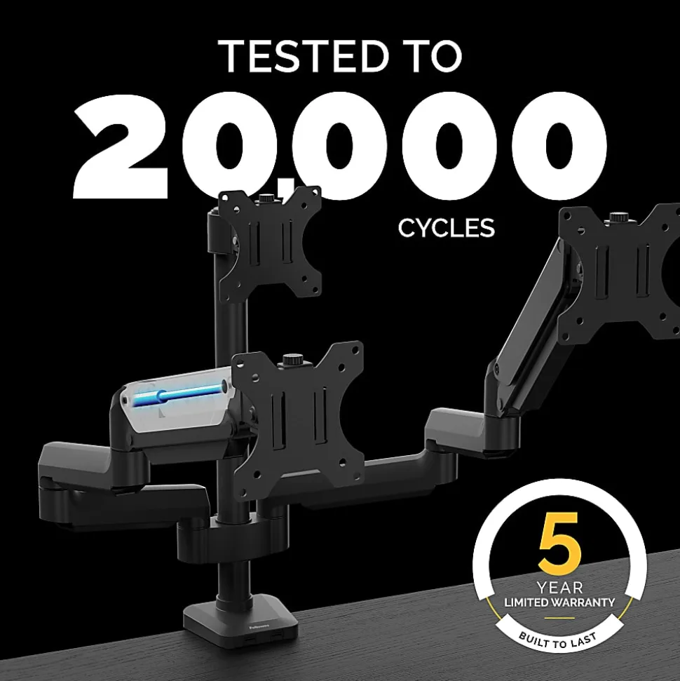 Fellowes® Platinum Series Triple Flat-Panel Monitor Arms, Black
