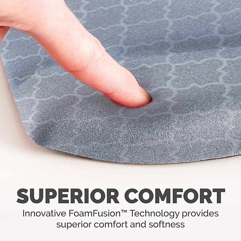 Fellowes® PlushTouch™ Microban® Mouse Pad With FoamFusion™ Wrist Rest, Lattice Pattern, Gray/White