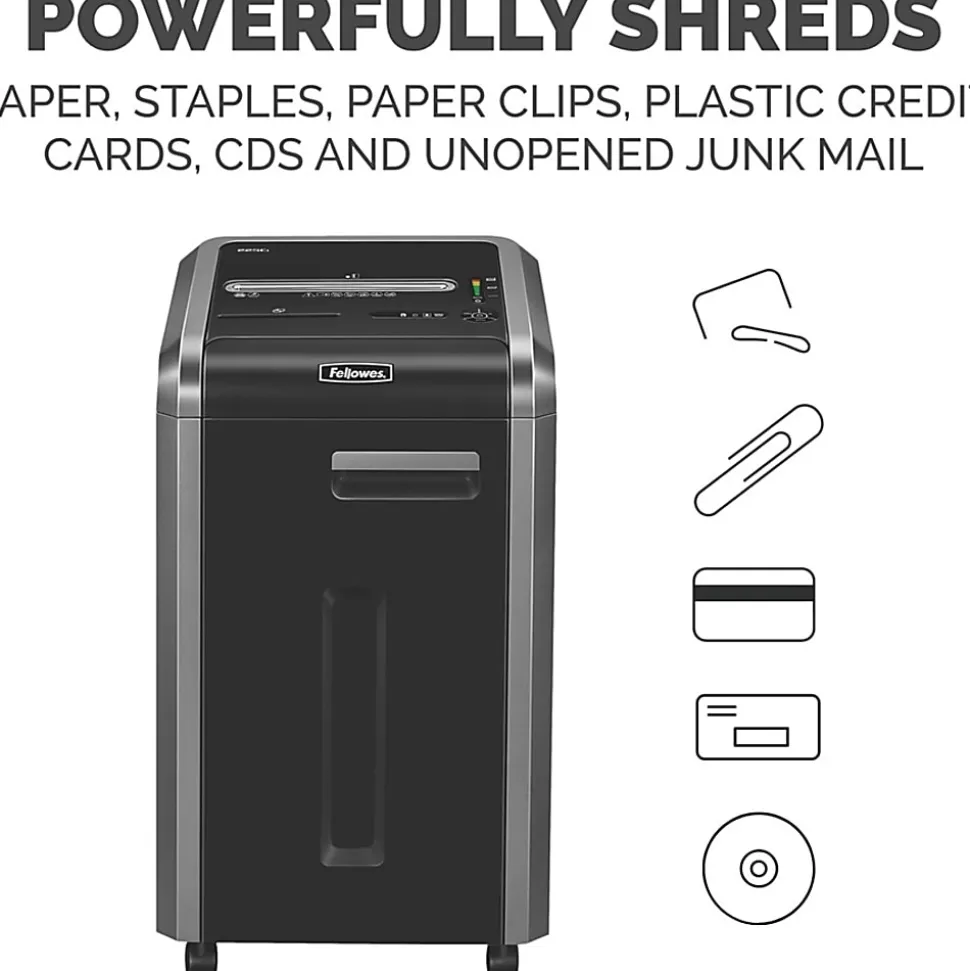 Fellowes® Powershred® 225Ci 100% Jam Proof 22-Sheet Continuous Duty Cross-Cut Shredder