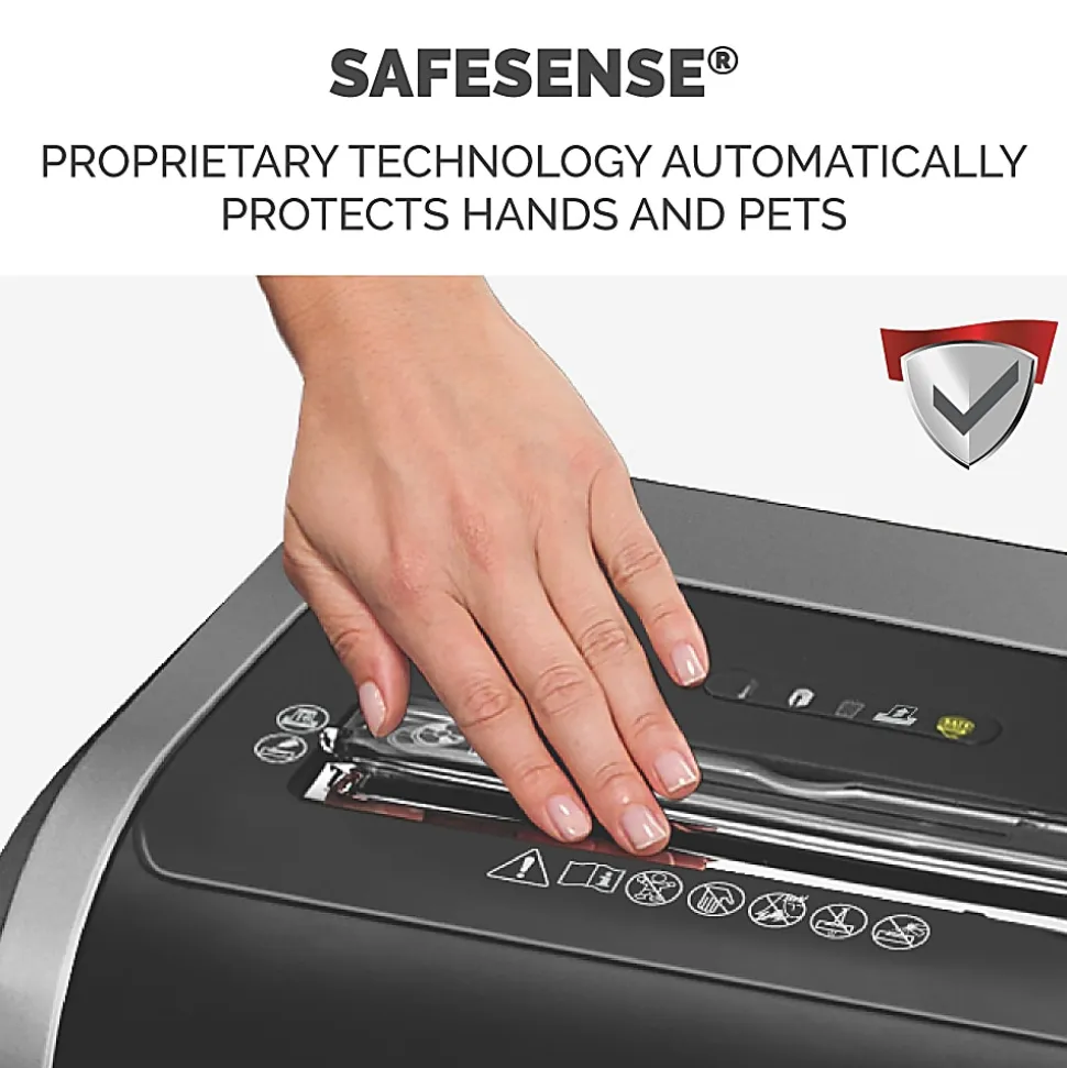 Fellowes® Powershred® 79Ci 100% Jam-Proof 16-Sheet Cross-Cut Paper Shredder with SafeSence®, Black/Silver