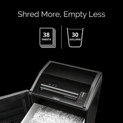 Fellowes® Powershred® 425i 100% Jam Proof BAA Compliant 38-Sheet Strip-Cut Continuous Duty Large Office Shredder