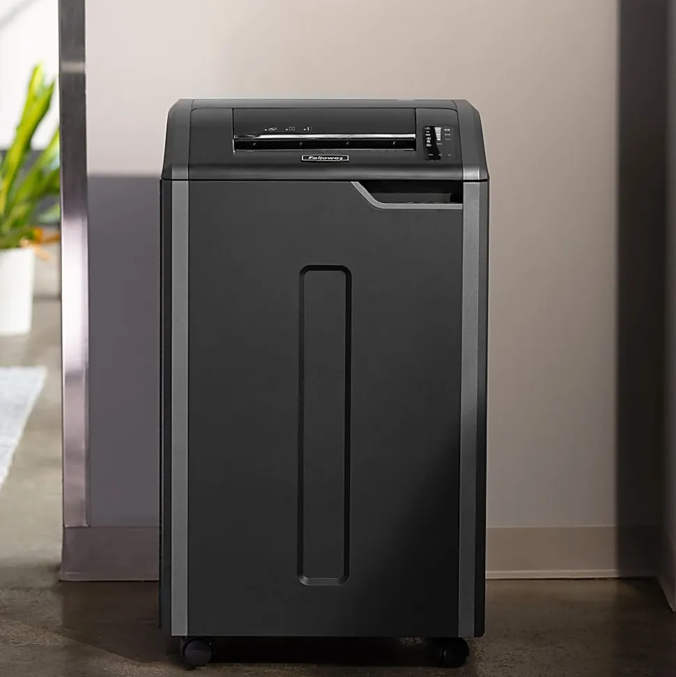 Fellowes® Powershred® 425i 100% Jam Proof BAA Compliant 38-Sheet Strip-Cut Continuous Duty Large Office Shredder