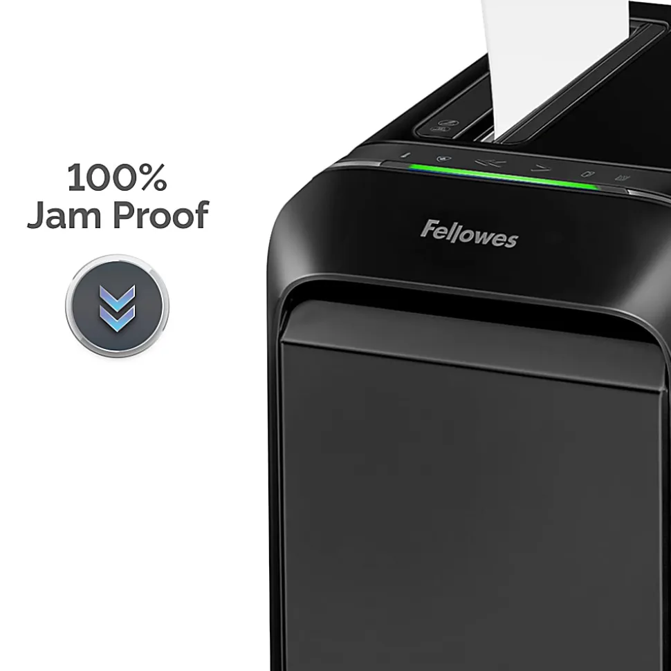 Fellowes® Powershred® LX190 100% Jam Proof 20-Sheet Cross-Cut Paper Shredder, Black