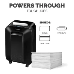 Fellowes® Powershred® LX 170 100% Jam Proof 12-Sheet Cross-Cut Paper Shredder, Black