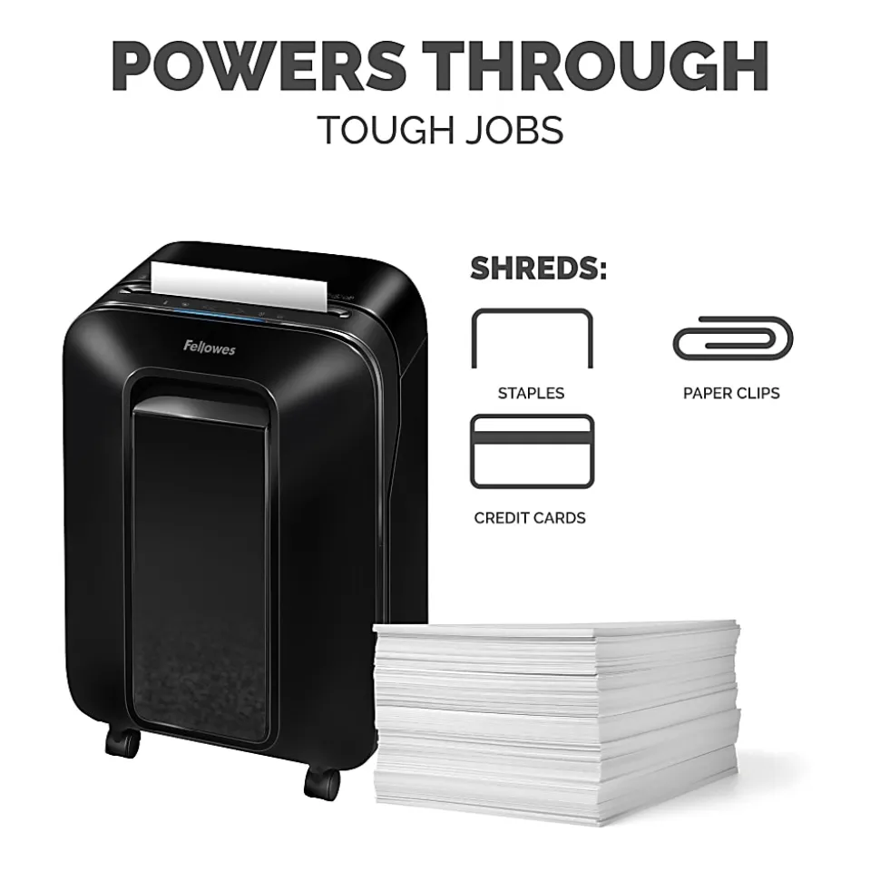 Fellowes® Powershred® LX 170 100% Jam Proof 12-Sheet Cross-Cut Paper Shredder, Black