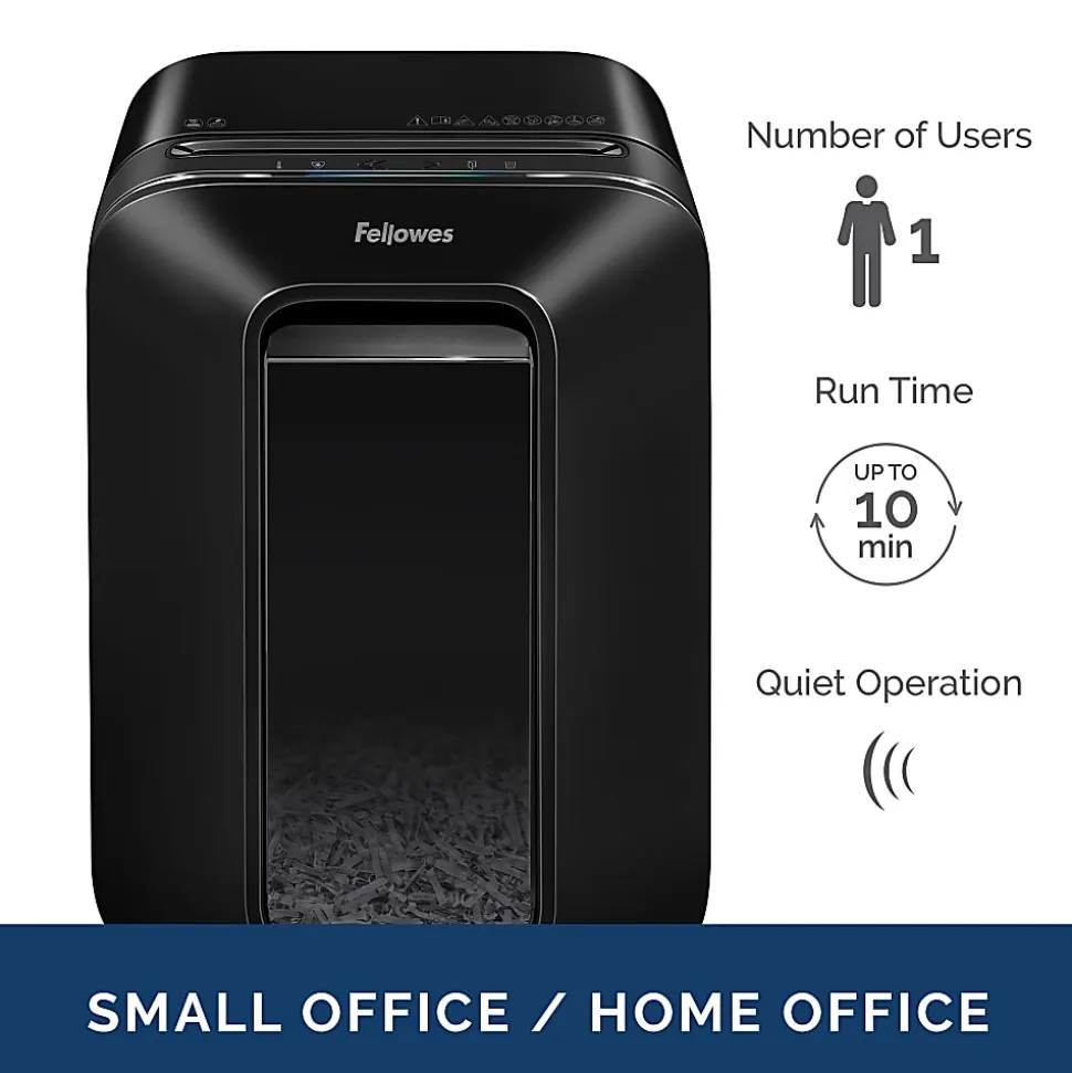 Fellowes® Powershred® LX 170 100% Jam Proof 12-Sheet Cross-Cut Paper Shredder, Black