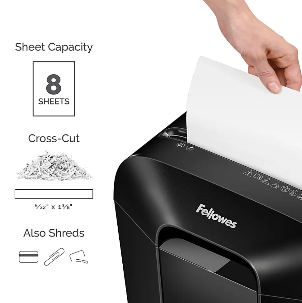 Fellowes® Powershred® LX 45 8-Sheet Personal Cross-Cut Shredder, Black