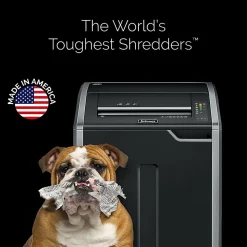 Fellowes® Powershred® 8-Sheet Super Micro-Cut Paper Shredder, 425HSG, BAA/TAA Compliant, Black/Silver