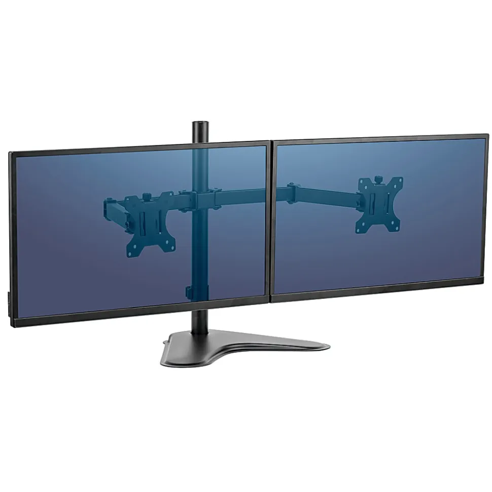 Fellowes® Professional Series Freestanding Dual Horizontal Arm For Monitors Up To 30", 19 1/2"H x 35"W x 11"D, Black, 8043701