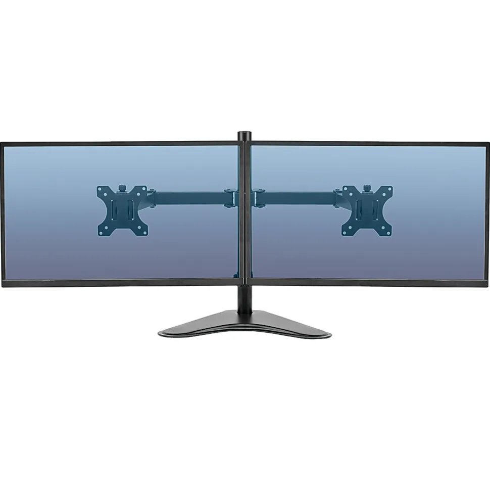 Fellowes® Professional Series Freestanding Dual Horizontal Arm For Monitors Up To 30", 19 1/2"H x 35"W x 11"D, Black, 8043701