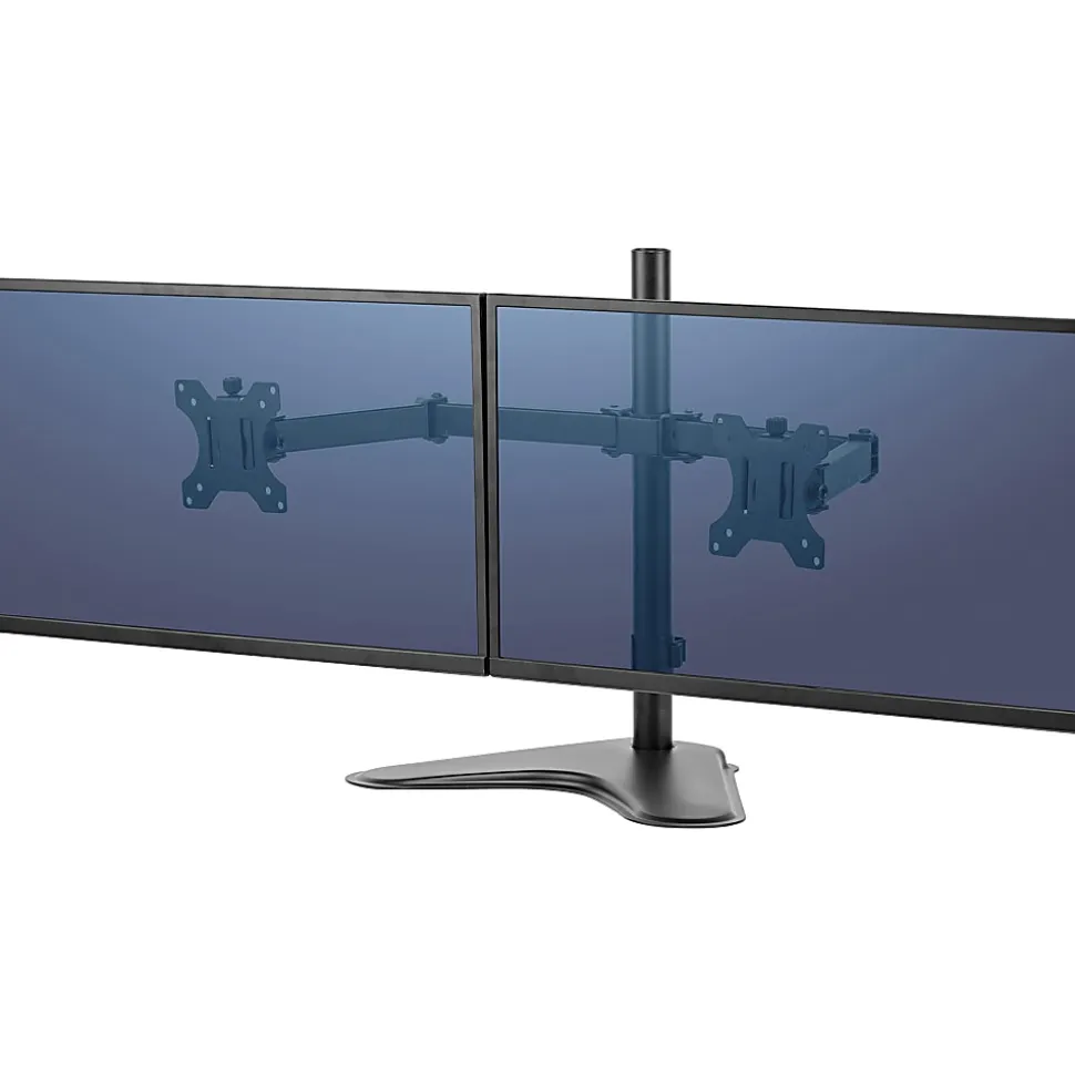 Fellowes® Professional Series Freestanding Dual Horizontal Arm For Monitors Up To 30", 19 1/2"H x 35"W x 11"D, Black, 8043701