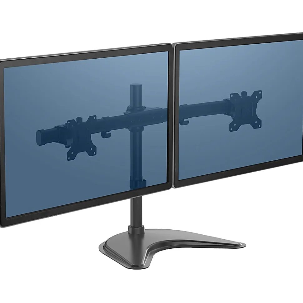 Fellowes® Professional Series Freestanding Dual Horizontal Arm For Monitors Up To 30", 19 1/2"H x 35"W x 11"D, Black, 8043701