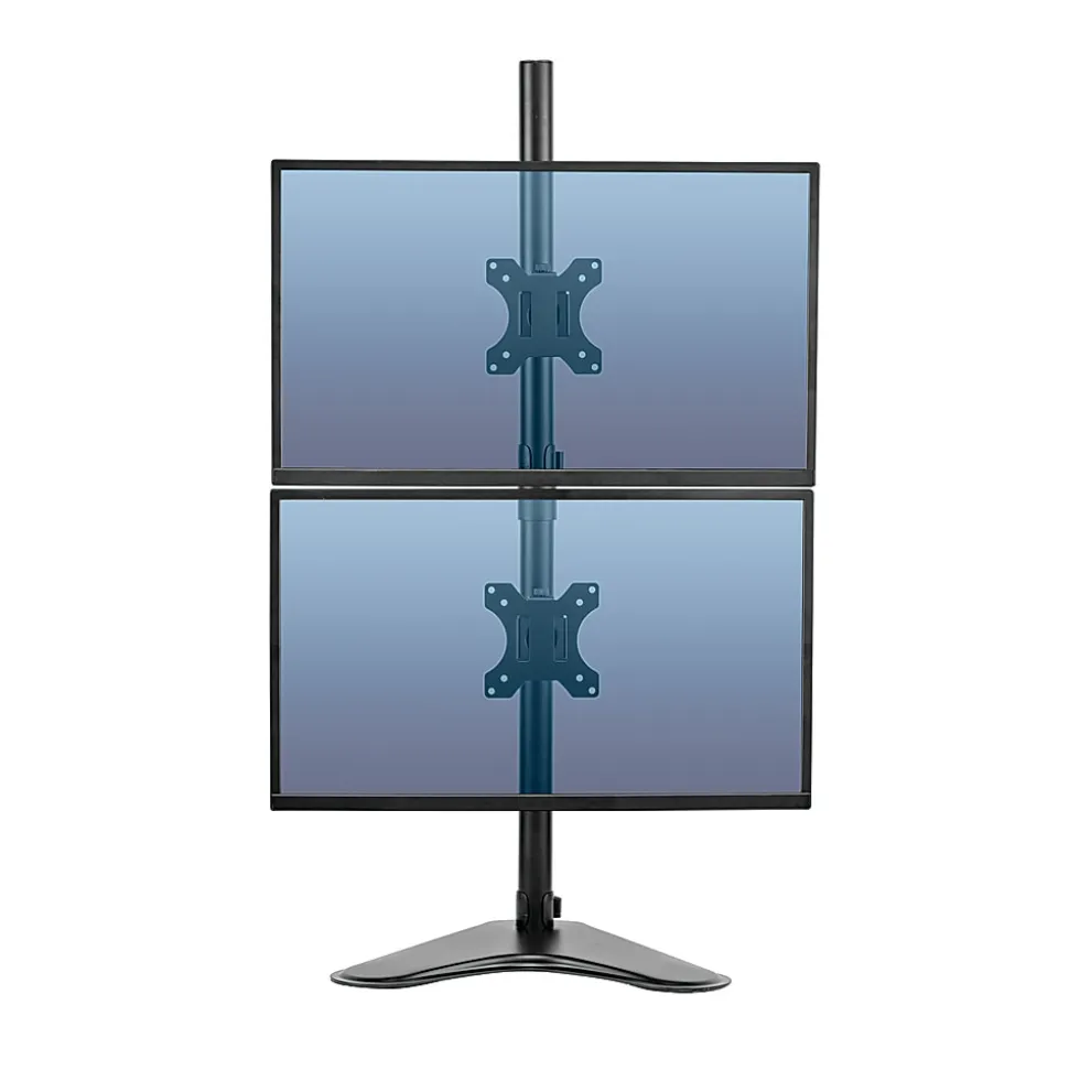 Fellowes® Professional Series Freestanding Dual-Stacking Arm For Monitors Up To 32", 35 1/2"H x 15 5/16"W x 11"D, Black, 8044001