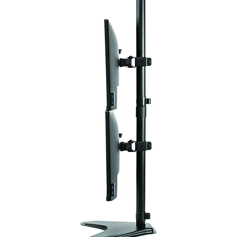 Fellowes® Professional Series Freestanding Dual-Stacking Arm For Monitors Up To 32", 35 1/2"H x 15 5/16"W x 11"D, Black, 8044001