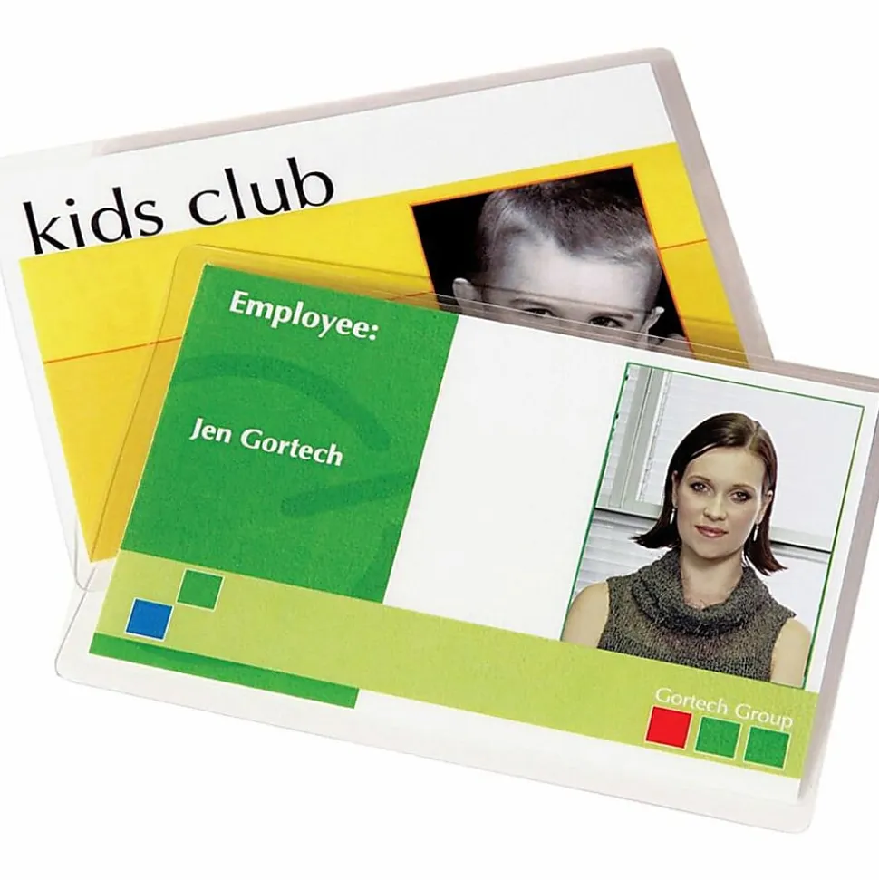 Fellowes Punched ID Card/Clip Glossy Laminating Pouches - 3.88"x 5 mil Thickness - Glossy - - 52033, 25/Pack