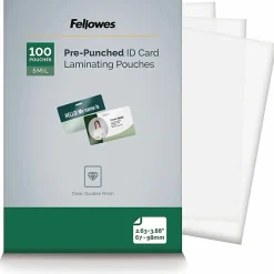 Fellowes Punched ID Card Glossy Thermal Laminating Pouches - 3.88