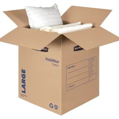 Fellowes® SmoothMove Basic Moving Boxes, 18.3" x 18.3" x 24.8", Kraft/Black, Carton Of 15