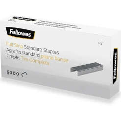 Fellowes® Standard Full-Strip Staples, 1/4", 5,000 Staples Per Pack, Box Of 5 Packs