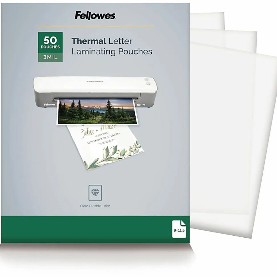 Fellowes® Thermal Laminating Pouches 8-1/2" x 11", Clear, Pack of 50