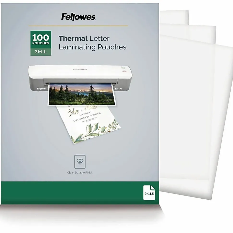 Fellowes® Thermal Laminating Pouches, 9" x 11-1/2", Clear, Pack of 100
