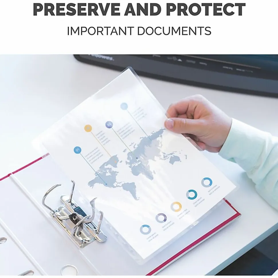Fellowes® Thermal Laminating Pouches, Glossy, 9" x 11.5", 10 Mil, Clear, Pack Of 50