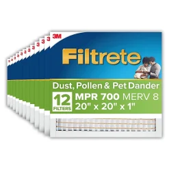 Filtrete™ 20 x 20 x 1 Air Filter, 12 HVAC Filters, MPR 700, MERV 8, Optimized HVAC Airflow, Dust, Pollen & Pet Dander, 3 Month AC and Furnace Filters