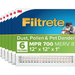 Filtrete™ 12 x 12 x 1 Air Filter, 6 HVAC Filters, MPR 700, MERV 8, Optimized HVAC Airflow, Dust, Pollen & Pet Dander, 3 Month AC and Furnace Filters