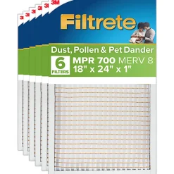Filtrete™ 18 x 24 x 1 Air Filter, 6 HVAC Filters, MPR 700, MERV 8, Optimized HVAC Airflow, Dust, Pollen & Pet Dander, 3 Month AC and Furnace Filters