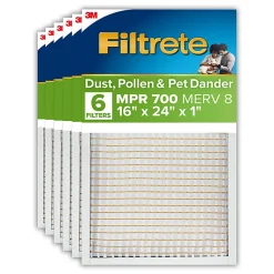 Filtrete™ 16 x 24 x 1 Air Filter, 6 HVAC Filters, MPR 700, MERV 8, Optimized HVAC Airflow, Dust, Pollen & Pet Dander, 3 Month AC and Furnace Filters