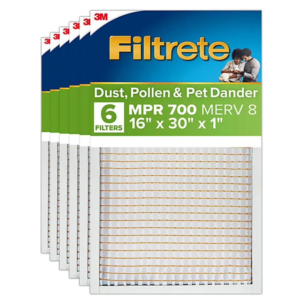 Filtrete™ 16 x 30 x 1 Air Filter, 6 HVAC Filters, MPR 700, MERV 8, Easy on Airflow, Dust, Pollen & Pet Dander, 3 Month AC and Furnace Filters