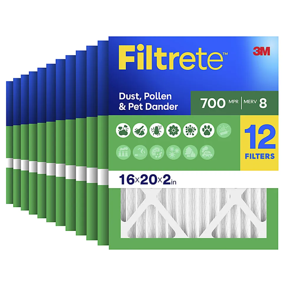Filtrete™ 16 x 20 x 2 Air Filter, 12 HVAC Filters, MPR 700, MERV 8, Optimized HVAC Airflow, Dust, Pollen & Pet Dander, 3 Month AC and Furnace Filters