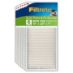 Filtrete™ 10 x 20 x 1 Air Filter, 6 HVAC Filters, MPR 700, MERV 8, Optimized HVAC Airflow, Dust, Pollen & Pet Dander, 3 Month AC and Furnace Filters