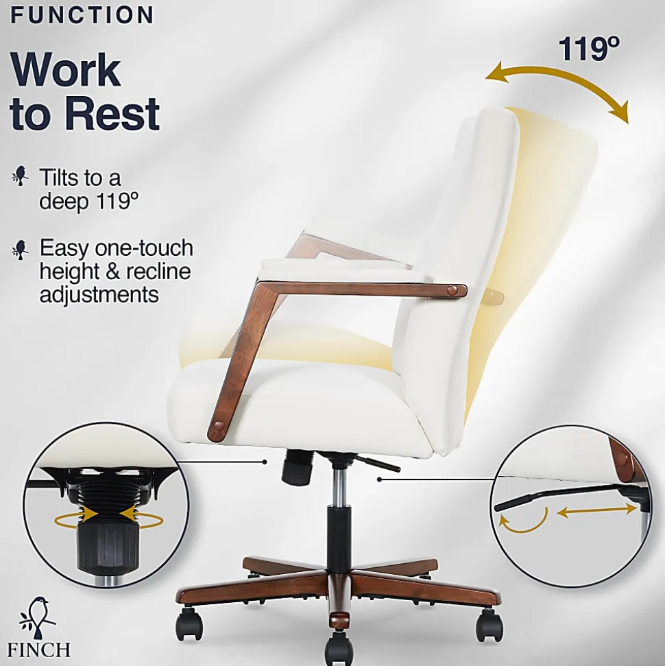 Finch NEO ONE Ergonomic Fabric Hi-Back Executive Office Chair, Cream