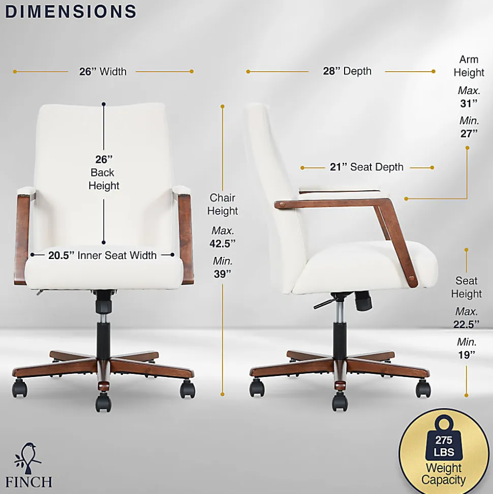 Finch NEO ONE Ergonomic Fabric Hi-Back Executive Office Chair, Cream