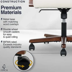 Finch NEO ONE Ergonomic Fabric Hi-Back Executive Office Chair, Cream