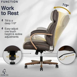 Finch Neo Two Ergonomic Vegan Leather Mid-Back Executive Office Chair, Brown/Cognac