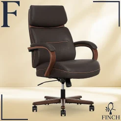 Finch Neo Two Ergonomic Vegan Leather Mid-Back Executive Office Chair, Brown/Cognac