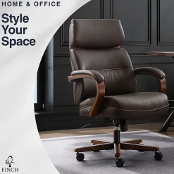 Finch Neo Two Ergonomic Vegan Leather Mid-Back Executive Office Chair, Brown/Cognac