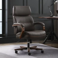 Finch Neo Two Ergonomic Vegan Leather Mid-Back Executive Office Chair, Brown/Cognac