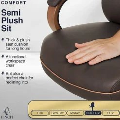 Finch Neo Two Ergonomic Vegan Leather Mid-Back Executive Office Chair, Brown/Cognac