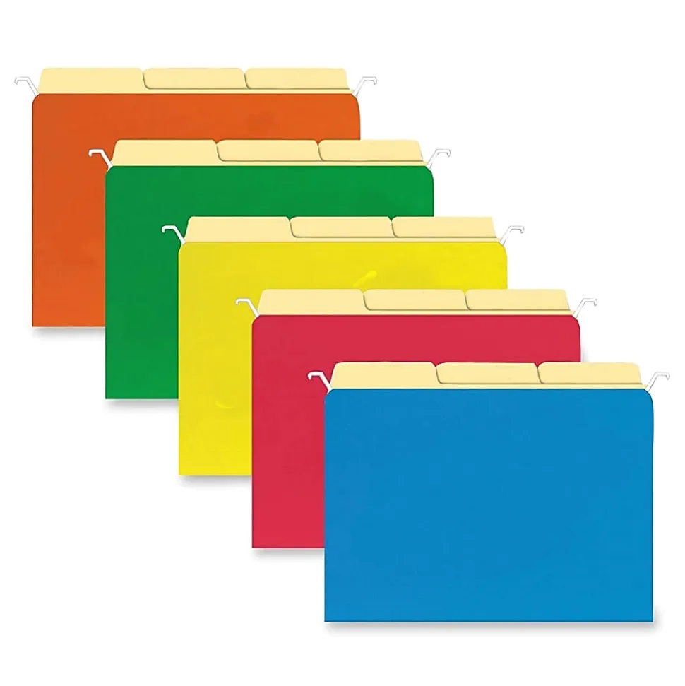 Find It® Tab-View Hanging File Folders, Letter Size, 70% Recycled, Assorted Colors, Pack Of 20