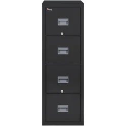 FireKing® Patriot 31-5/8"D Vertical 4-Drawer Fireproof File Cabinet, Metal, Black, White Glove Delivery