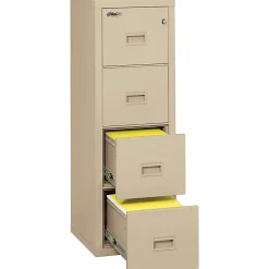 FireKing® Turtle 22-1/8"D Vertical 4-Drawer Insulated Fireproof File Cabinet, Parchment, Dock-To-Dock Delivery