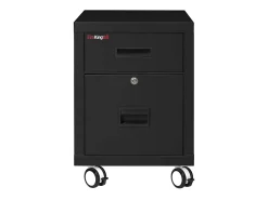 FireKing 18"W Vertical 2-Drawer Mobile Locking Fireproof File Cabinet, Metal, Black, Dock-to-Dock Delivery